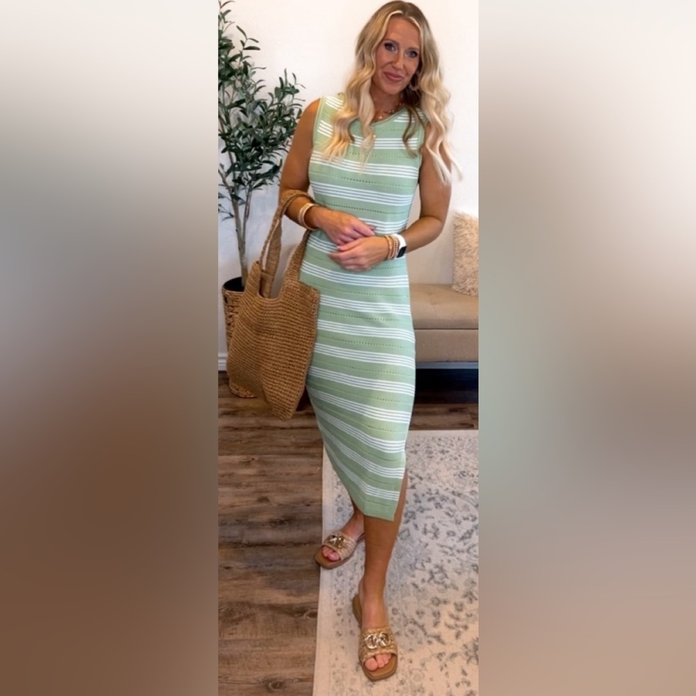 Women’s Green Sleeveless Summer BodyCon Kinit Dress.